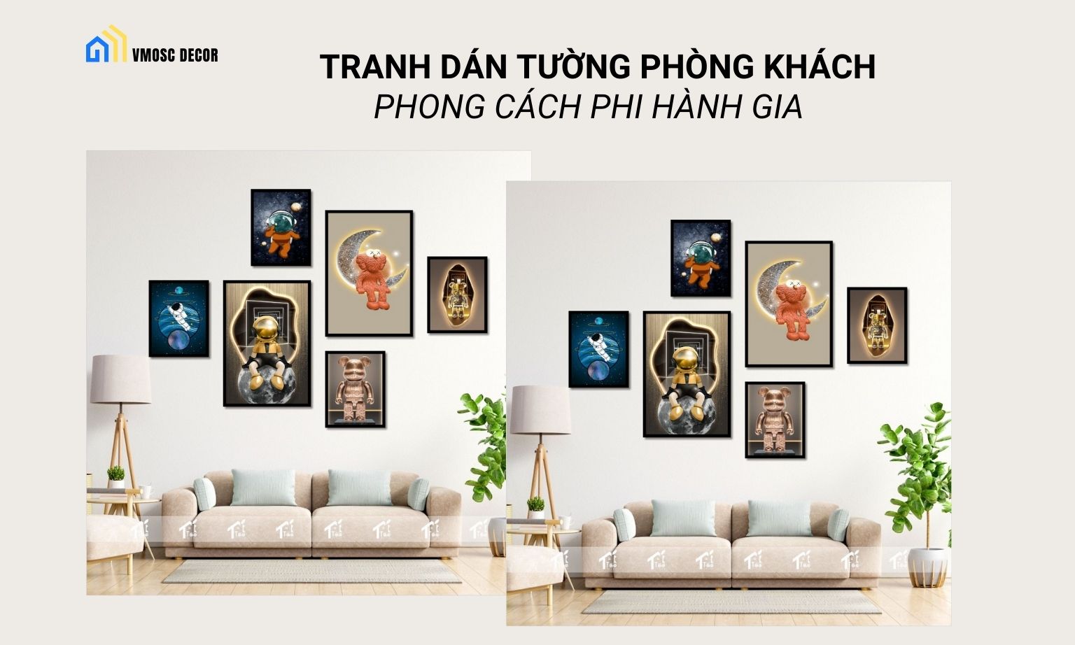 tranh dán tường phòng khách sang trọng