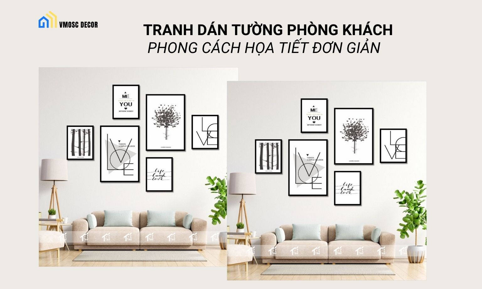 tranh dán tường phòng khách sang trọng