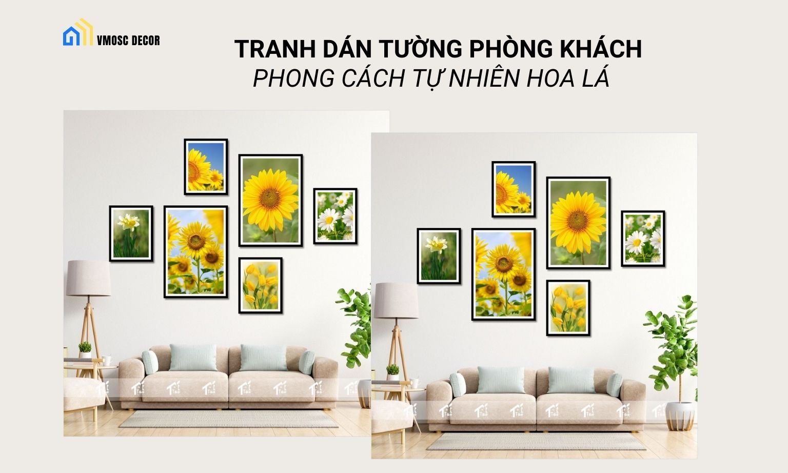 tranh dán tường phòng khách sang trọng