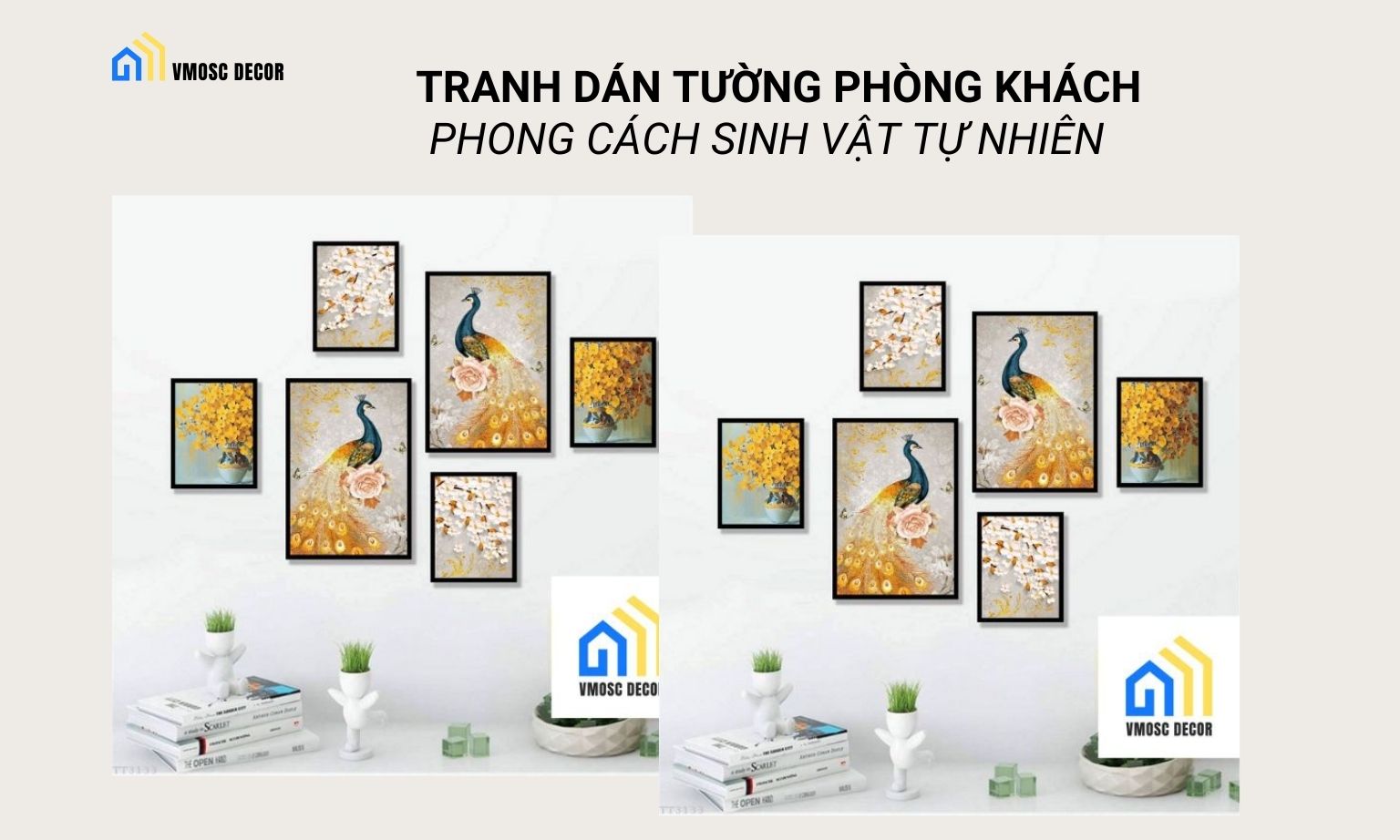 tranh dán tường phòng khách sang trọng