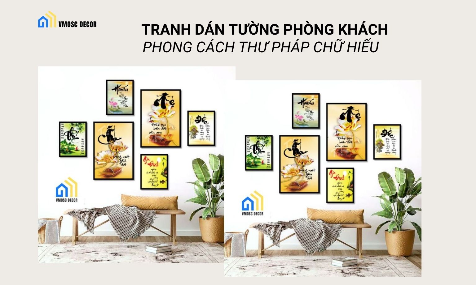 tranh dán tường phòng khách sang trọng