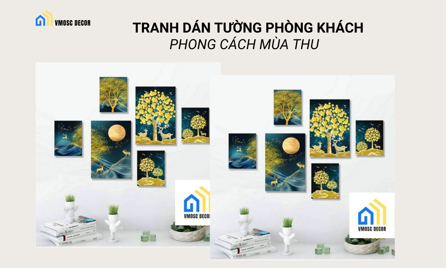 tranh dán tường phòng khách sang trọng