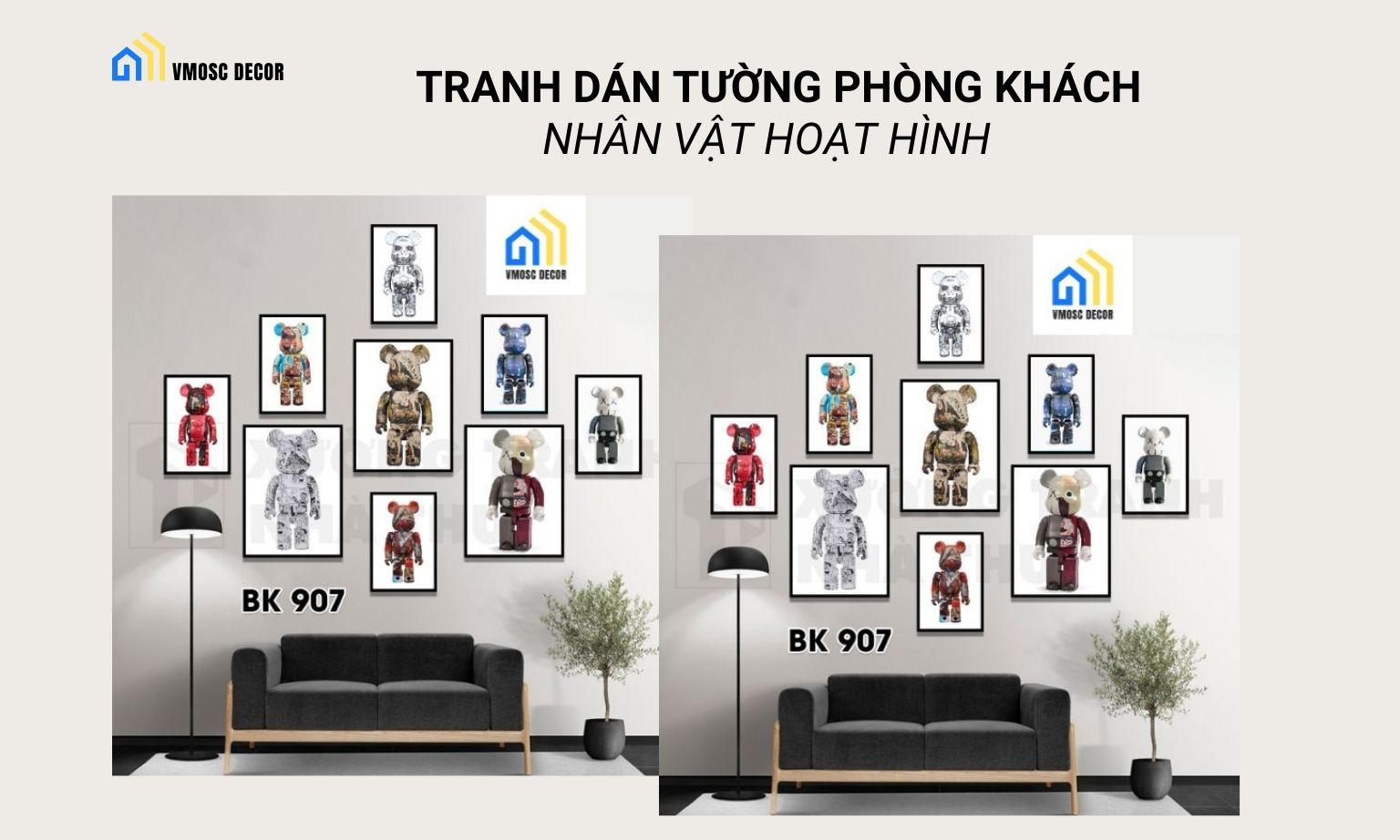 tranh dán tường phòng khách sang trọng