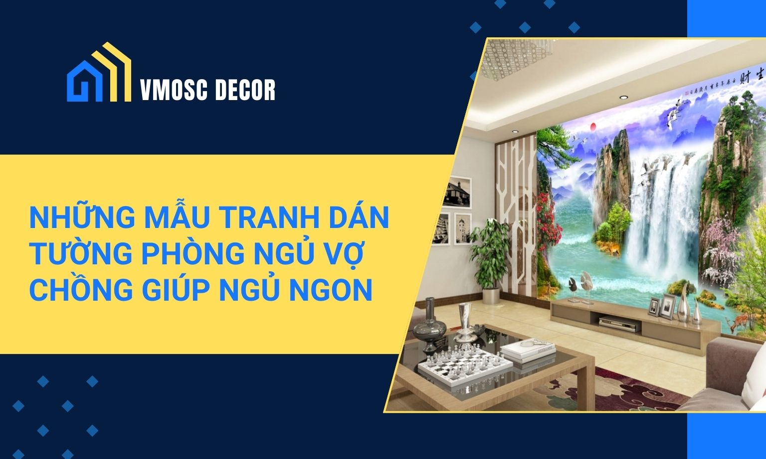 TOP 5 mẫu tranh dán tường phòng ngủ vợ chồng giúp ngủ ngon